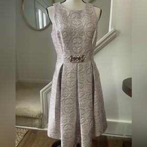 Eliza J Metallic Embellished Jacquard Occasion Event Blush Pink  Dress Size8